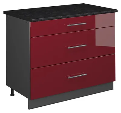 Produktbild von Küchenunterschrank Vicco Fame-Line Bordeaux Hochglanz/Anthrazit 100 cm, AP Anthrazit, Model 62024