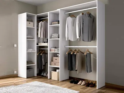 Produktbild von Dmora Großer Schrank 228x187h cm Weiß 9 Regale, 13 Fächer