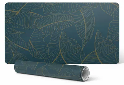 Produktbild von Rutschfeste Schreibtischunterlage mit Blättermotiv auf dunklem Hintergrund, 100 x 50 cm