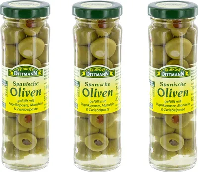 Image de Feinkost Dittmann Olives espagnoles farcies piquantes 140g paquet de 3