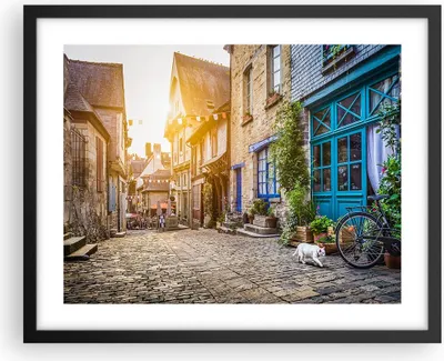 Produktbild von Gerahmtes Poster - Schwarzer Rahmen - stadt straße katze - 50x40 cm - Wand Bild - Wanddeko - Wandbilder - Kunstposter - Wandposter - Bilderrahmen - Bilder - Kunstdruck - Wandbild - P2BAA50x40-3711