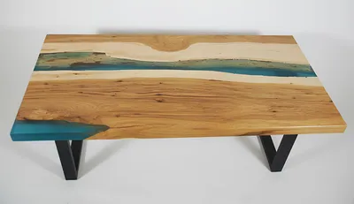Produktbild von Couchtisch River Table Epoxidharz Massiv Tische 120x70 Flusstisch Echtes Holz