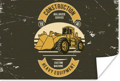 Produktbild von MuchoWow® Poster Bulldozer - Gelb - Zeichnung - Retro 90x60 cm - Schlafzimmer