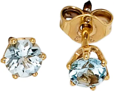 Produktbild von JOBO Ohrstecker 585 Gold Gelbgold 2 Aquamarine hellblau Ohrringe