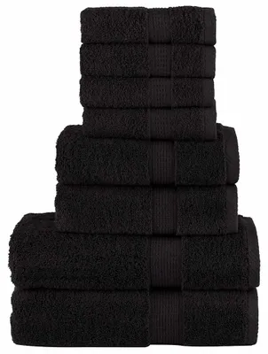 Image de vidaXL Set de serviettes premium SOLUND 8 pièces noir 600 g/m
