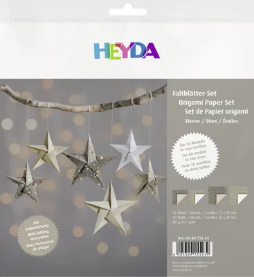 Produktbild von HEYDA Faltblätter-Set "Sterne Stone" 200 x 200 mm 80 g/qm