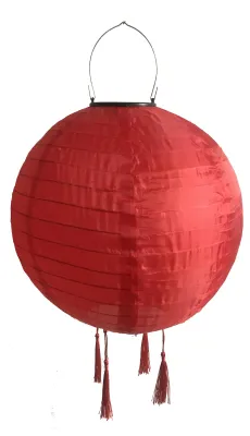Produktbild von Hängende Solarlaterne, runde Laterne im chinesischen Stil mit 4 Quasten, Solar-LED-Licht für Garten, Terrasse, Hochzeit und Partydekoration
