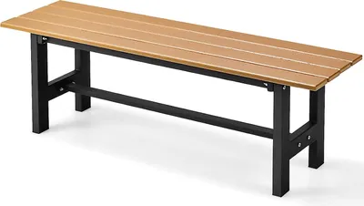 Produktbild von COSTWAY Gartenbank wetterfest, 2-Sitzer Sitzbank bis 300kg belastbar, Allwetter-Parkbank aus HDPE, Terrassenbank ohne Rückenlehne für Garten, Park, Balkon, 120 x 36 x 40,5 cm (Braun)