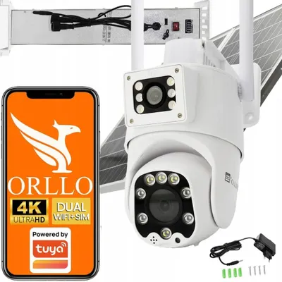 Zdjęcie produktu dla Kamera WiFi 4G SIM ORLLO TZ8 4K Obrotowa z Panelem Słonecznym 2 obiektywy