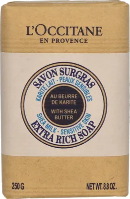 Produktbild von L'Occitane Shea Milk Sensitive Skin Extra Rich Soap, Körper, Barseife, Reinigend, Weichmachend, Rechteckig, Sheabutter, Frankreich