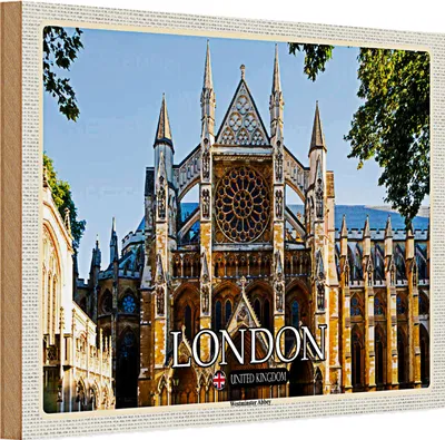 Produktbild von Holzschild Städte Westminster Abbey London UK 30x20cm