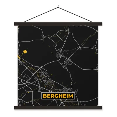 Produktbild von MuchoWow® Textilposter Deutschland - Schwarz und Gold - Bergheim - Stadtplan - Karte 40x40 cm mit schwarzem Rahmen - Fotos