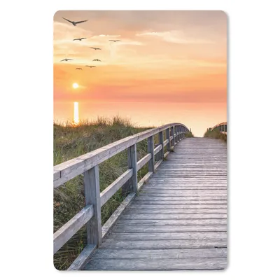 Produktbild von MuchoWow® Mauspad Mousepad Sonnenuntergang - Meer - Weg - Gras - Düne - Vögel 18x27 cm - Mousepads - Maus Mat - Pad - Mausunterlage