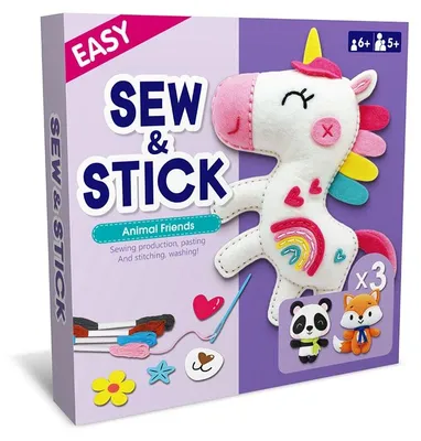 Produktbild von Filz Nähset Kinder Pferd & Panda - 3 Teile - DIY Filz Kuscheltiere ab 5 Jahren