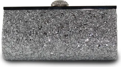 Produktbild von Silber Damen Clutch Glitzer Elegant Abendtasche Glänzend Handtasche Envelope Tasche Strass Unterarmtasche mit Kette für Hochzeit Wedding Prom Party, 23cm x 12cm x 4cm