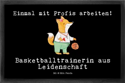 Produktbild von Mr. & Mrs. Panda fußmatte Basketballtrainerin Leidenschaft 40 x 60 cm - Schwarz - Geschenk, Basketballcoach, Basketball, Verein, Sport, Ballsport, Gummimatte