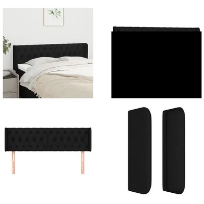 Produktbild von vidaXL Kopfteil mit Ohren Schwarz 163x16x78/88 cm Stoff - Kopfteil - Kopfteile - Bett-Kopfteil - Bettkopfteil