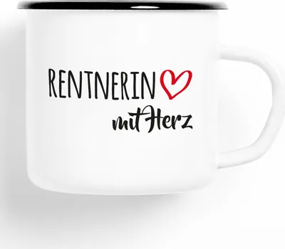 Produktbild von Huuraa Emaille Tasse Rentnerin Geschenk Kaffeebecher Vintage 300ml Rentnerin Präsent