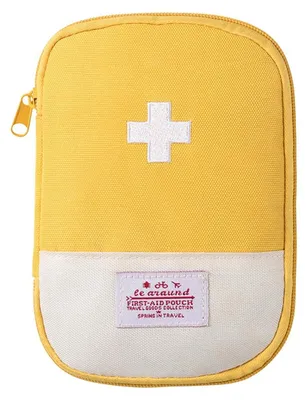 Produktbild von Erste-Hilfe-Tasche Reise Mini-Medizintasche - 12,5 x 17 cm - Gelb - Wasserdicht - Reißverschluss