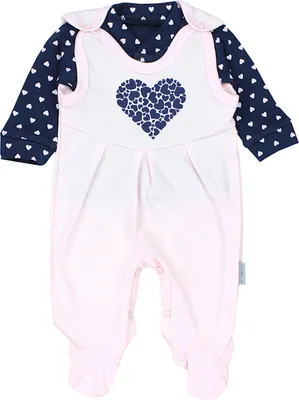 Produktbild von TupTam Baby Mädchen Jungen Strampler mit Langarmshirt Aufdruck Spruch 2 teilig, Farbe: Herzen Rosa Dunkelgrau, Größe: 56