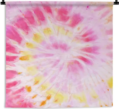 Produktbild von MuchoWow® Wandteppich Wandbehang Sommer - Krawattenfärbung - Rosa - Gelb 150x150 cm Tapisserie Dekoration Wandtuch - Wohnaccessoires - Modernes