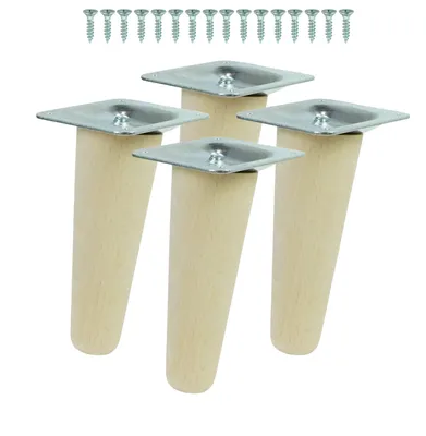 Produktbild von Schräge Buchenbein UNIQ 8 cm mit Montageplatte Rohbuche 4 Stück