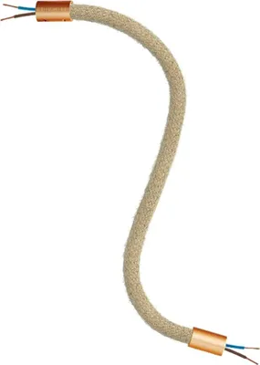 Image de Kit Creative-Cables Creative Flex : rallonge flexible (30 cm de long, Ø 10 mm) – Gaine en jute RN06 et finitions en cuivre satiné – Avec embouts métalliques et accessoires