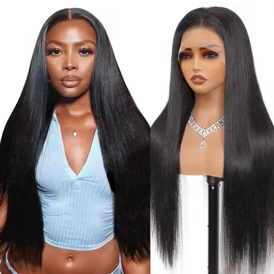Produktbild von Echthaar Perücke 200% Dichte Straight 70 cm Transparent Lace Front Human Hair Wig Brasilianisches Echthaar Damen Natural Color
