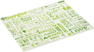 Produktbild von Burgerpapier Veggie Set WRAP & GO, 28 x 34 cm, Set á 1000 Stück, Fettpapier