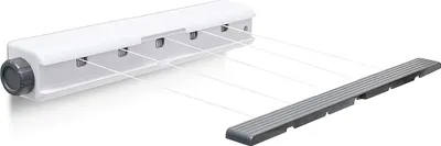 Image de Séchoir à linge mural avec cordes extensibles - 5 cordes - env. 205 cm - blanc-gris