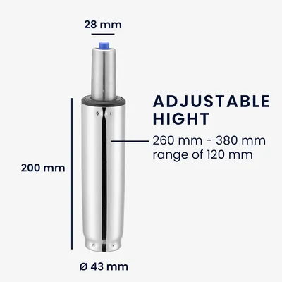 Produktbild von kwmobile Gasdruckfeder für Bürostuhl - Gaslift Kolben 200mm Gesamtlänge 380mm - Druckfeder für Gaming-Stühle Barhocker Friseurstühle - bis 200kg