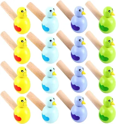 Productafbeelding van Houten vogelfluitje voor kinderen - Set van 24 - Houten fluitje - Feestfluitje - Lotusfluit Kerstmis