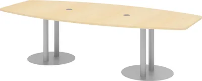 Produktbild von bümö Konferenztisch mittel KT28 - Nachbildung Ahorn, tischfuss: Säule in Silber
