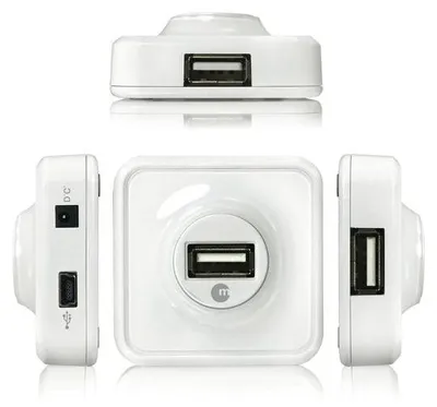 Produktbild von Macally DOTHUB, 480 Mbit/Sek, Weiß, USB 2.0/1.1, 50 x 125 x 140 mm, Mac OS X 10.2 to 10.5 + Windows 2000/XP/Vista +