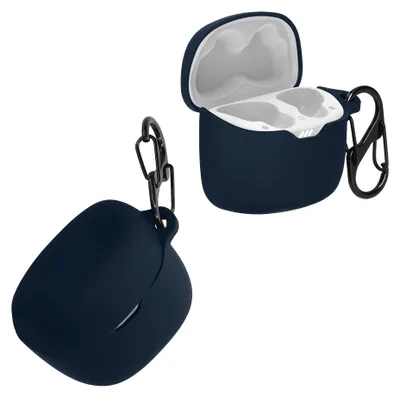 Produktbild von kwmobile Schutzhülle für JBL Tune Flex Hülle - TPU Silikon Case für Kopfhörer Ladecase - stoßfestes Cover mit Karabiner - Dunkelblau
