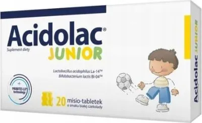 Image de Acidolac Junior - Complément alimentaire probiotique pour enfants, 20 comprimés - Goût chocolat blanc