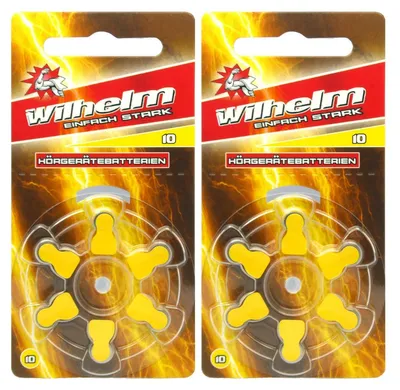 Produktbild von 12 x WILHELM Hörgerätebatterien Typ 10 gelb Hörgerätbatterie PR70 ZL4 1,4/1,45 V