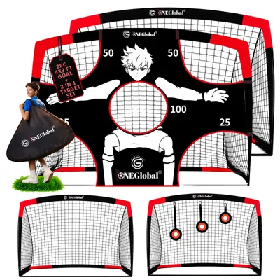 Imagen del producto de Porterías pop-up para fútbol, 2 unidades, de 120 x 90 cm, con bolsa de transporte, ideales para jardín y entrenamiento