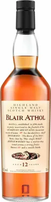 A bottle of Blair Athol 12 Years Flora & Fauna Scotch Whisky.