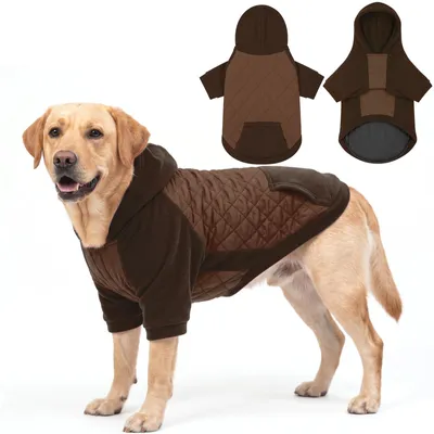 Winddichte Hundejacke mit Kapuze, Winter, XL, Braun