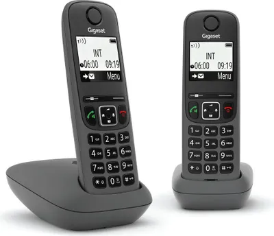 Image de Gigaset AS490 Duo DECT Téléphone sans fil noir avec identification de l'appelant