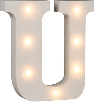 Zdjęcie produktu dla Podświetlane drewniane litery i znaki oraz cyfry z diodami LED ok. 16 cm, Model:U