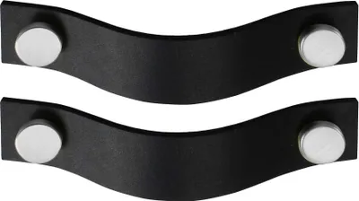 Immagine prodotto di Natural Goods Berlin Maniglia per mobili RIEMEN, pomolo per mobili, maniglia per armadi, pomolo per cassetti e porte, nero, aspetto acciaio inox, 2 pezzi