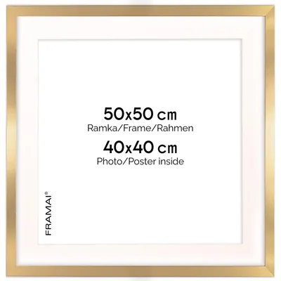 Produktbild von Framai HEN PASS Z Gold Fotorahmen 50x50 cm mit Passepartout