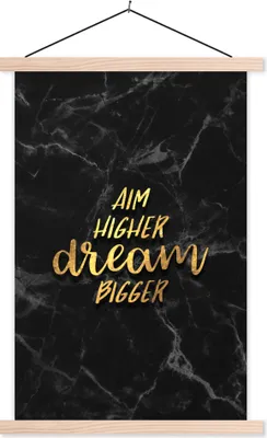 Produktbild von MuchoWow® Textilposter Zitate - Traum - Gold - Marmor 120x180 cm mit holzfarbenen Rahmen - Textil-Plakat