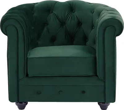 Produktbild von Grüner Velours-Sessel - CHESTERFIELD