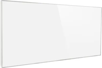 A white infrared heater mounted on a wall.
