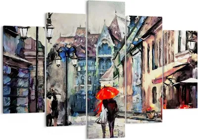 Produktbild von Bild auf Leinwand - Leinwandbild - Stadt Straße Haus - 150x100cm - Wand Bild - Wanddeko - Leinwanddruck - Bilder - Kunstdruck - Wanddekoration - Leinwand bilder - Wandkunst - EA150x100-3940