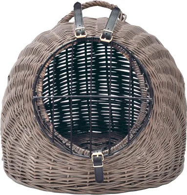 Produktbild von Aumüller Katzenhöhle/Transportkorb aus Vollweide, Vintage Grau/Braun - 50 cm