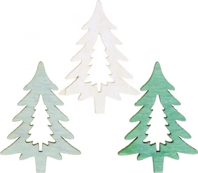 Produktbild von Streudeko Holz Tannenbaum Grün Weihnachten 4cm 72 Stück